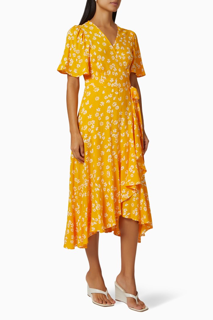 

Yaslimo Midi Wrap Dress in Viscose, Yellow