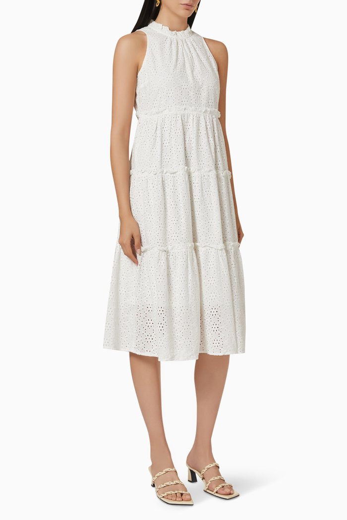 

Yasnona Midi Dress in Organic Cotton, White