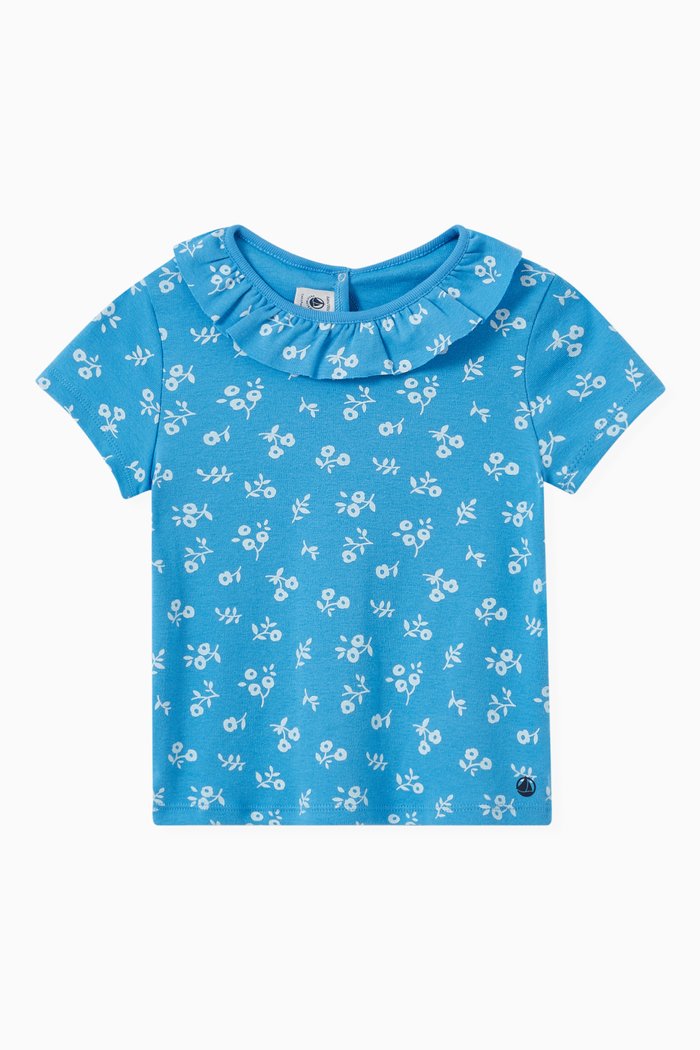 

Floral T-Shirt in Cotton, Blue