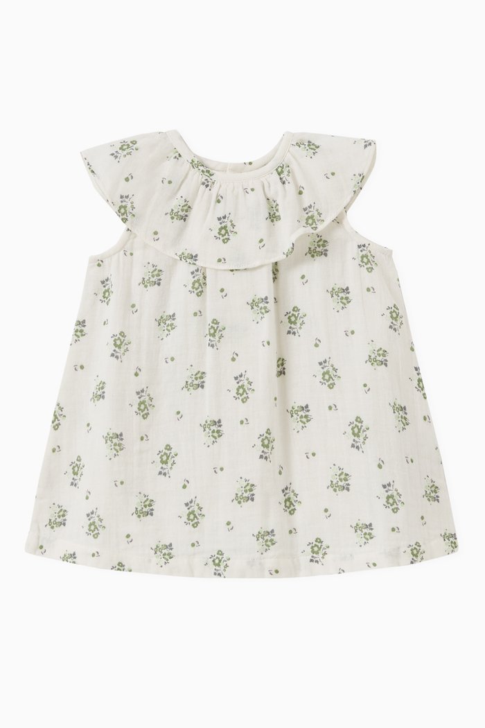 

Floral Dress in Organic Cotton, White