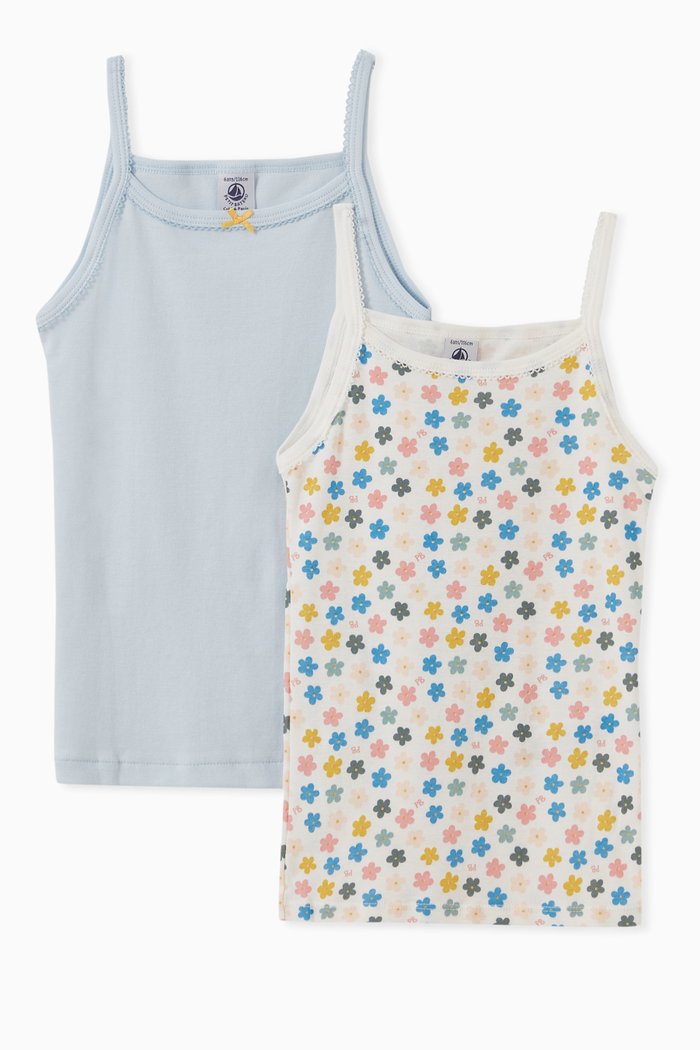 

Glow-In-The-Dark Retro Floral Vest Top, Set of Two, Multicolour