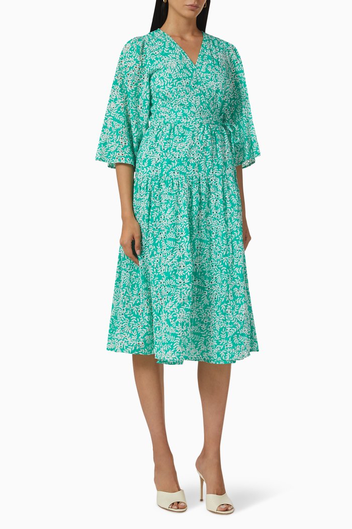 

Yasflick Wrap Midi Dress in Viscose, Green