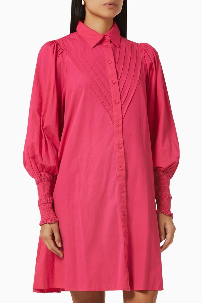 

Yasklino Mini Shirt Dress in Organic Cotton, Purple
