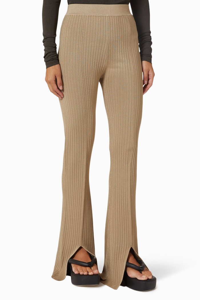 

Lette Ribbed Pants in Sustainable Viscose, Brown