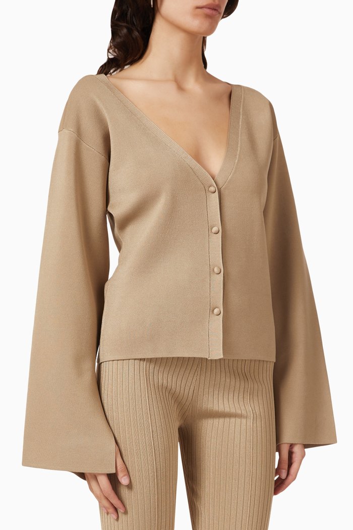 

Mari Cardigan in Compact Viscose Knit, Brown