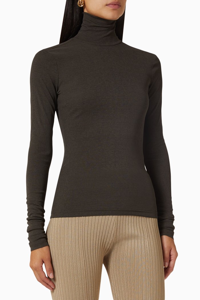 

Josa Turtleneck Top in Viscose, Green
