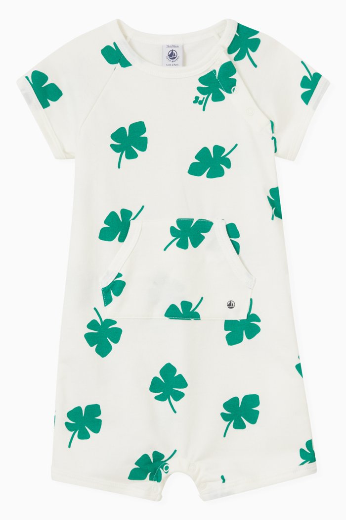 

Graphic Print Playsuit in Cotton, White