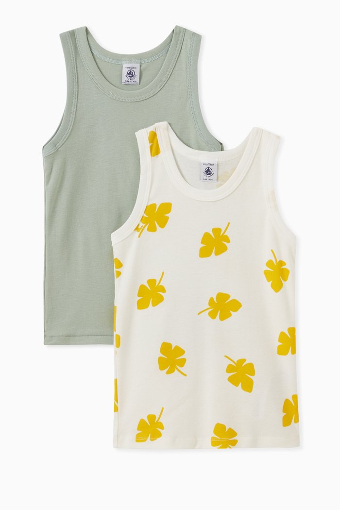 

2-Pack Palm Print Vests in Cotton, Multicolour