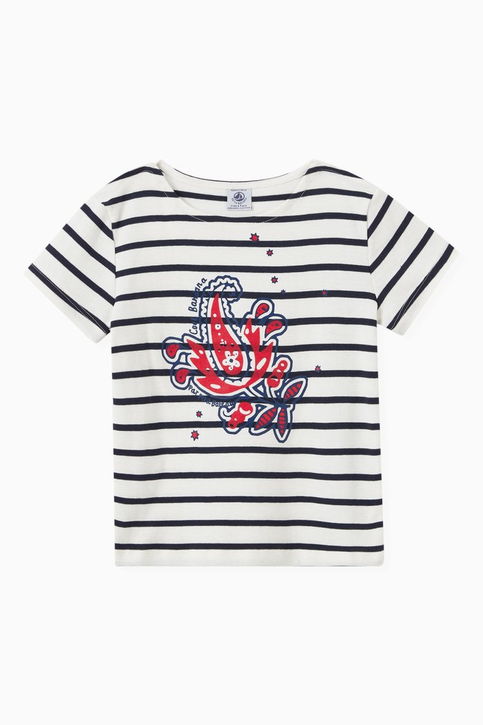 

Striped T-shirt in Cotton, White