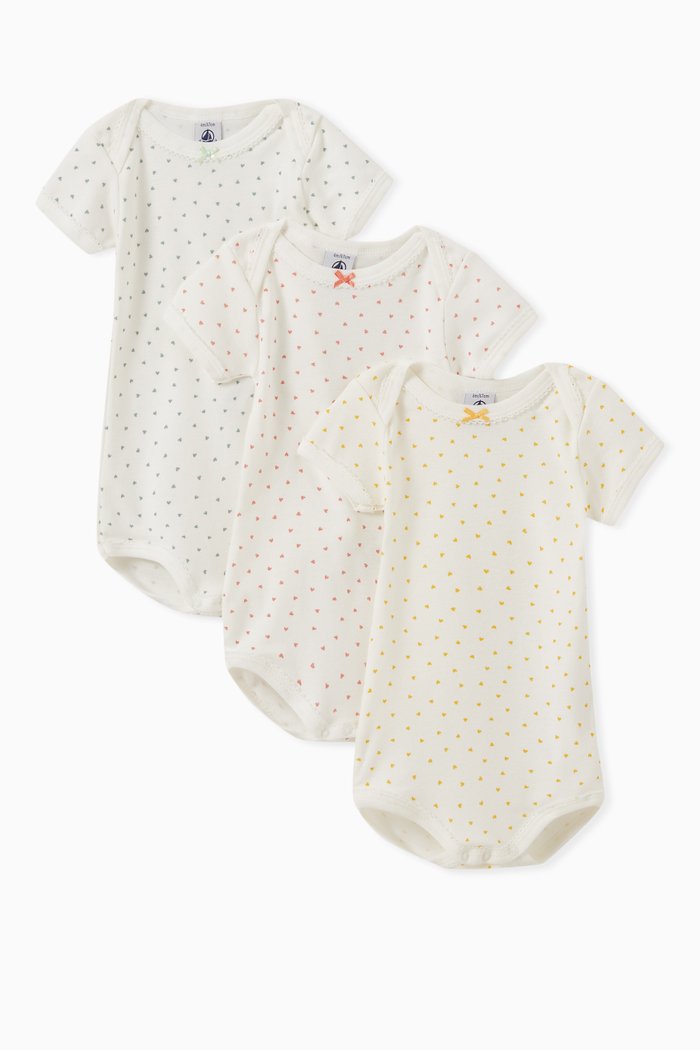 

3-Pack Heart Bodysuits, White
