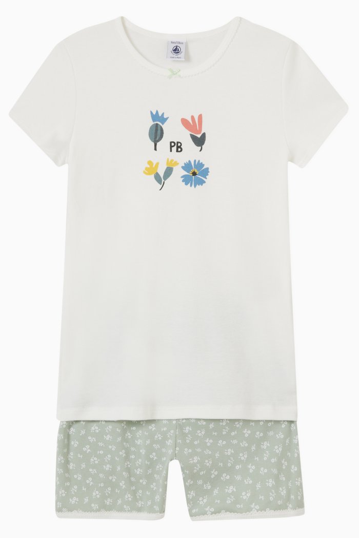 

Floral Short Pyjama in Cotton, Set of Two, Multicolour