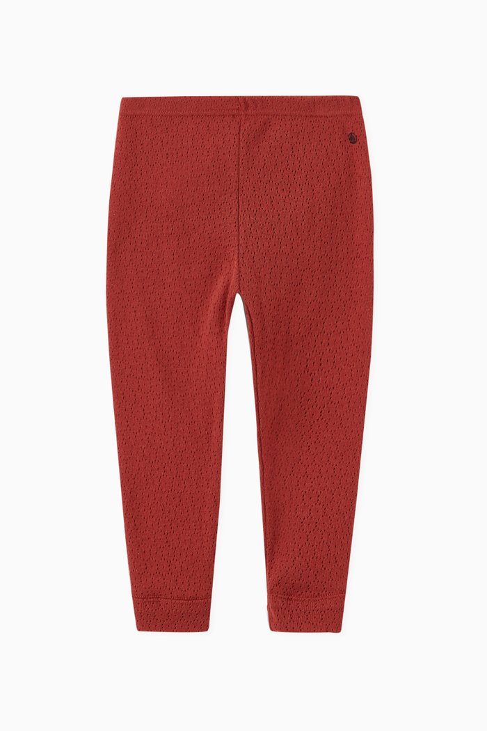 

Openwork Leggings in Cotton, Brown
