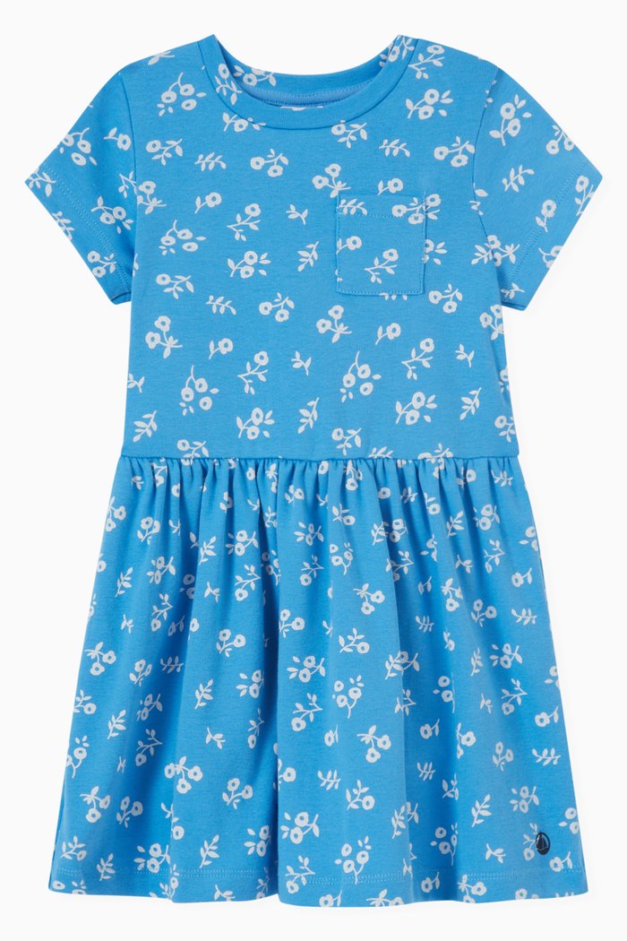 

Floral Dress in Cotton, Blue