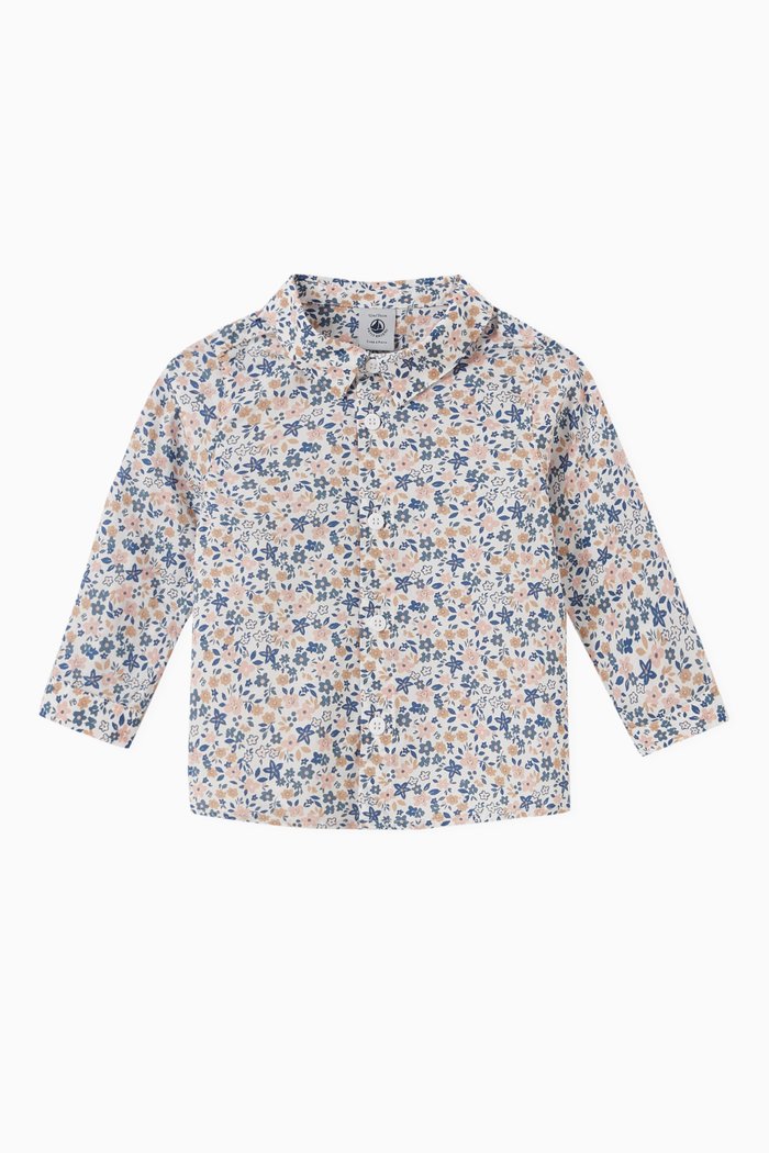 Floral Long Sleeve Shirt in Cotton, Multicolour