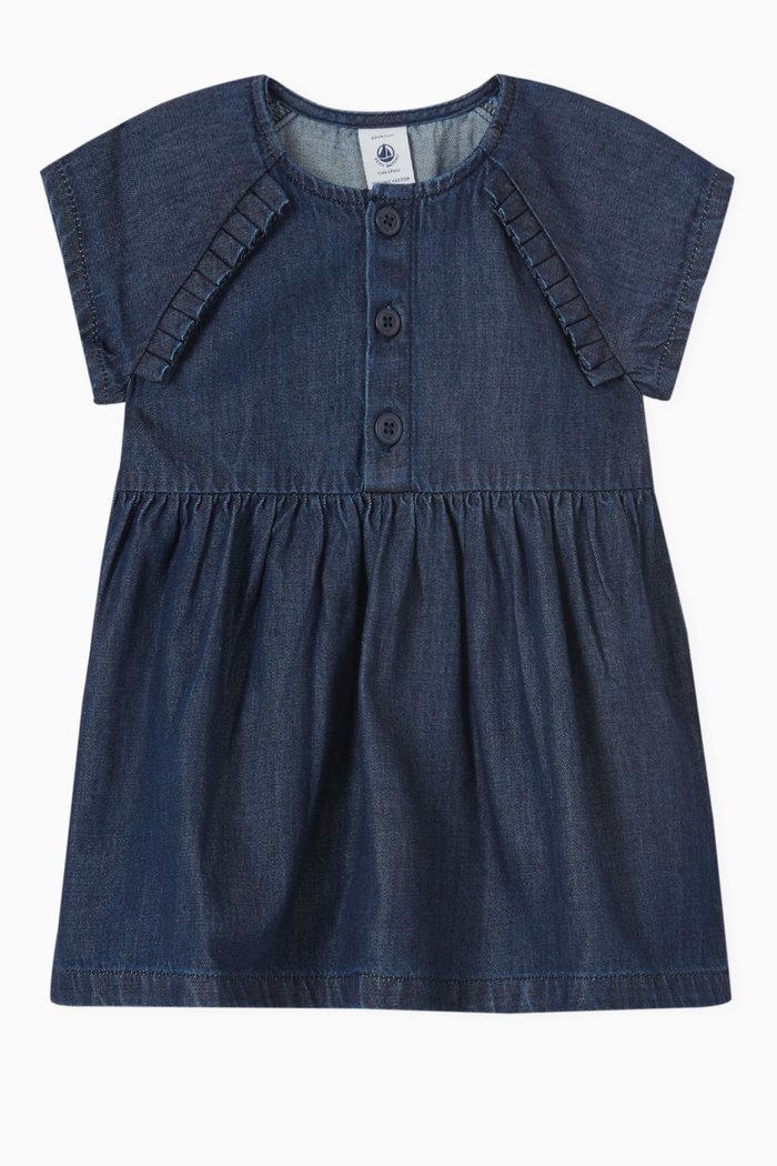 

Ruffle Dress in Light Denim, Blue