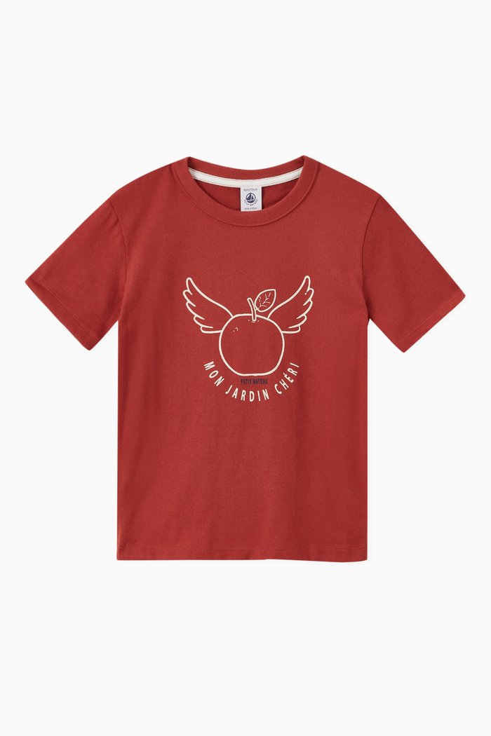 

Graphic Print T-shirt in Cotton, Brown