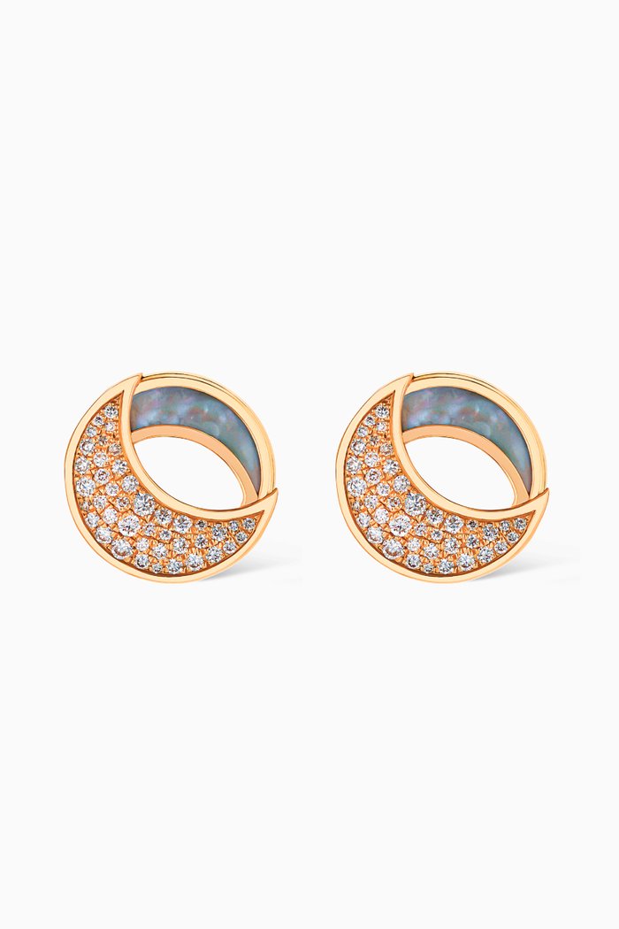 

Qamar Mother of Pearl & Diamond Stud Earrings in 18kt Yellow Gold