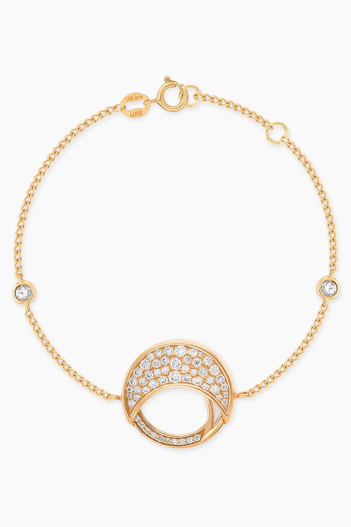 

Qamar Mother of Pearl & Diamond Bracelet in 18kt Yellow Gold