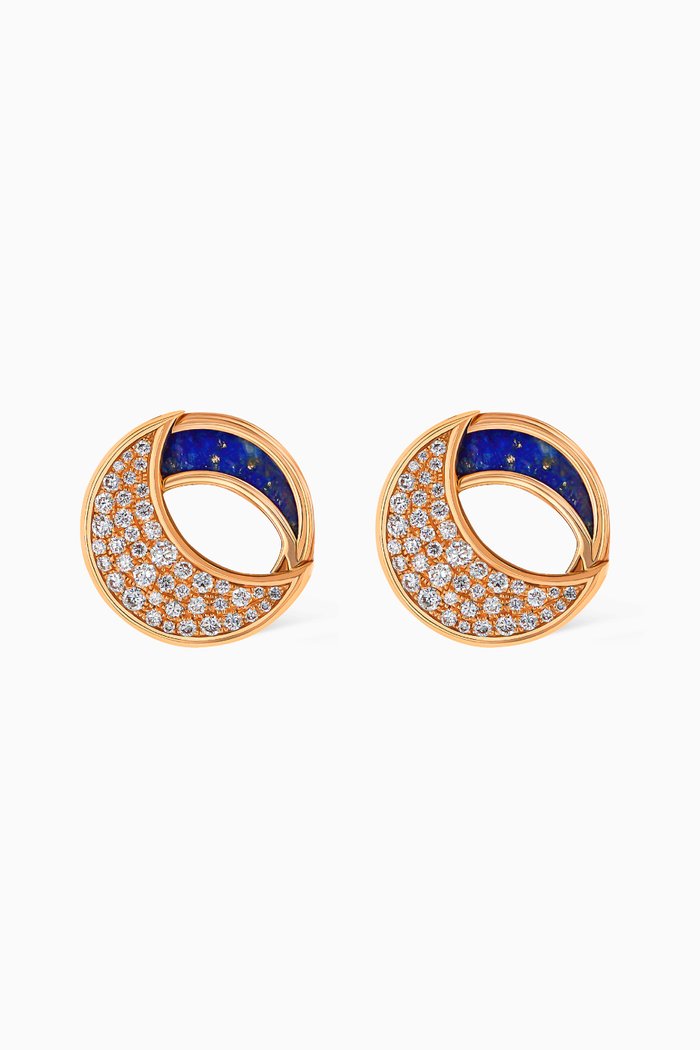 

Qamar Lapis Lazuli & Diamond Stud Earrings in 18kt Yellow Gold
