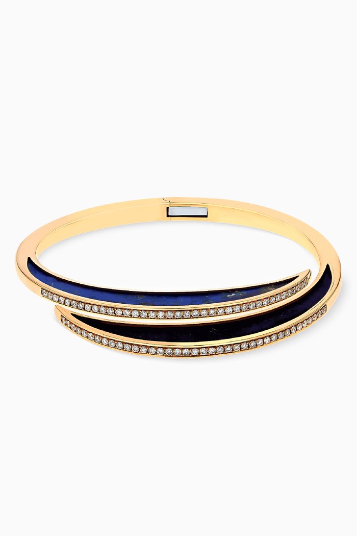 

Qamar Lapis Lazuli & Diamond Bangle in 18kt Yellow Gold