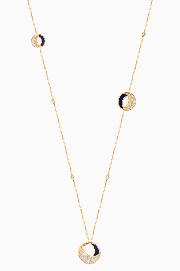

Qamar Lapis Lazuli & Diamond Long Necklace in 18kt Yellow Gold
