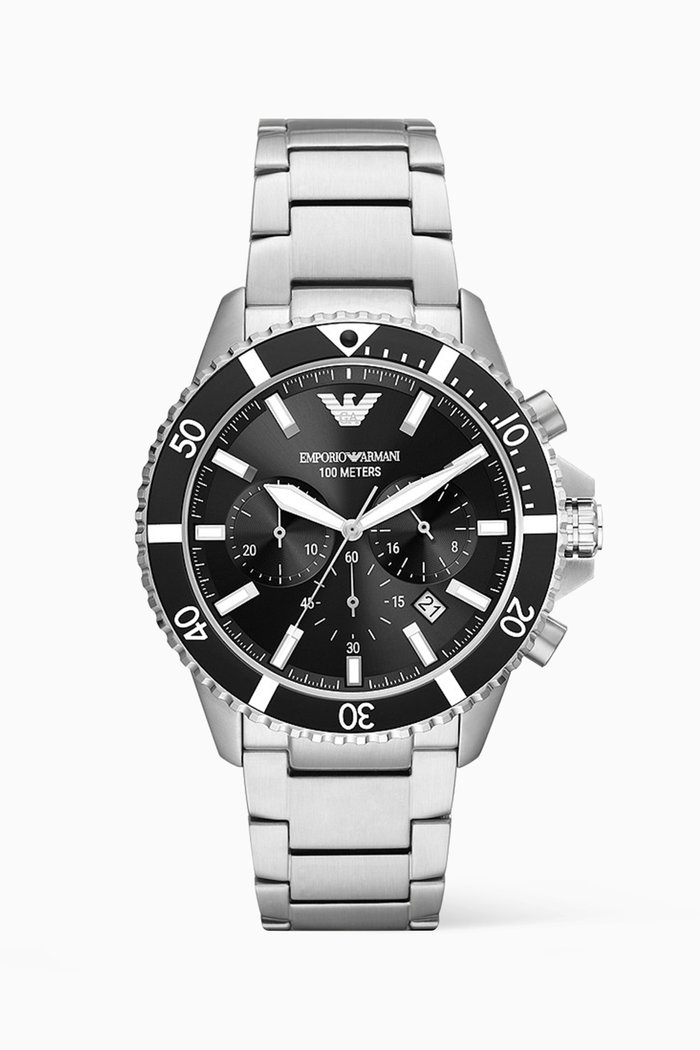 

Diver Chrono Watch, 43mm, Silver