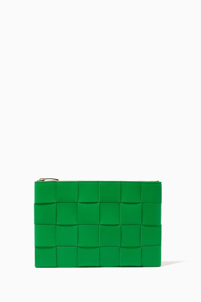 

Pouch in Intrecciato Nappa, Green