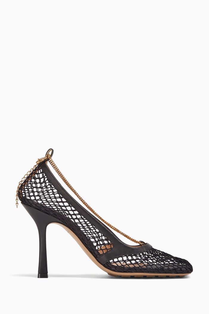 

Stretch Pumps in Mesh & Leather, Black