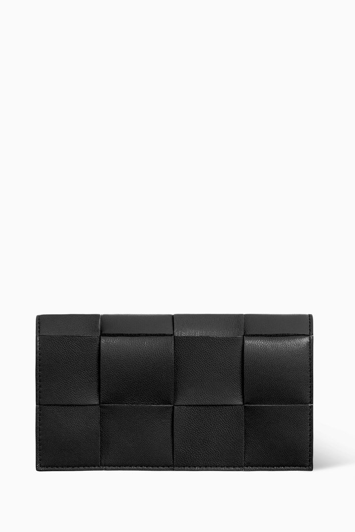 

Slim Glasses Case in Intreccio Nappa Leather, Black
