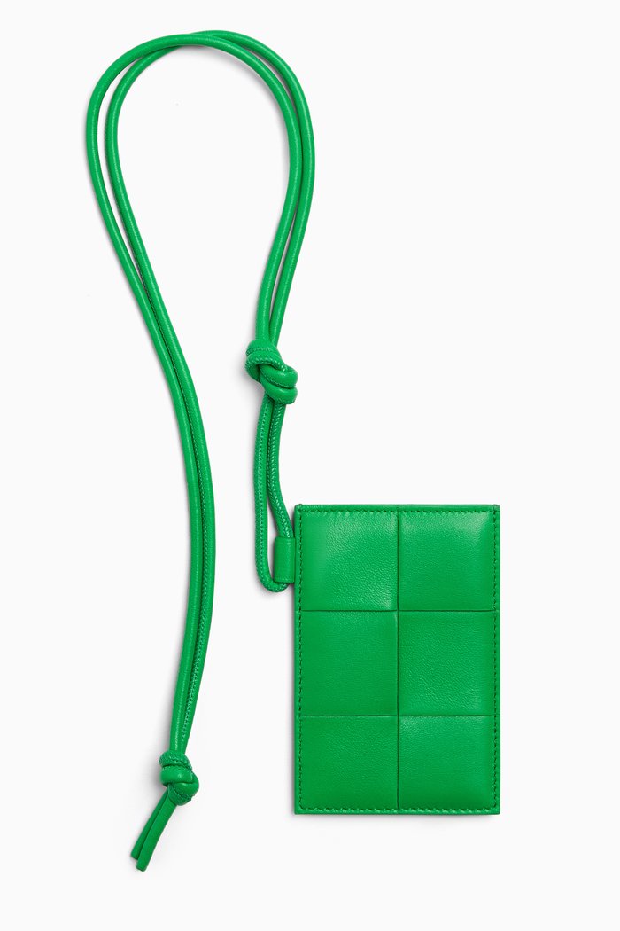 

Lanyard Card Case in Intrecciato Nappa Leather, Green