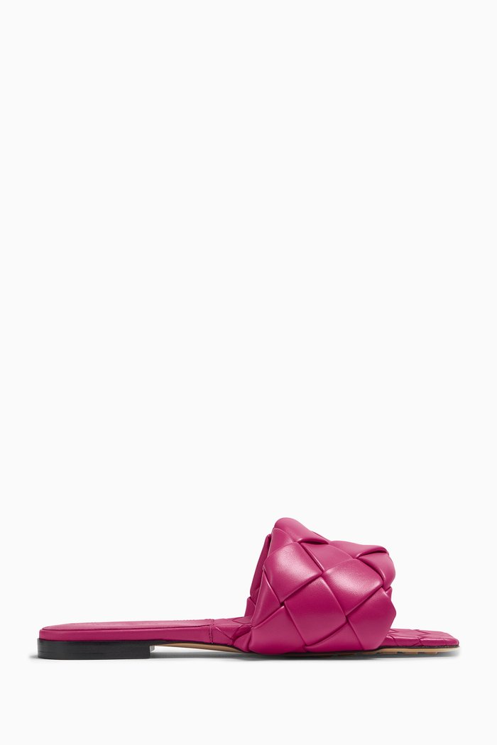 

Lido Flat Sandals in Quilted Intrecciato Nappa, Pink