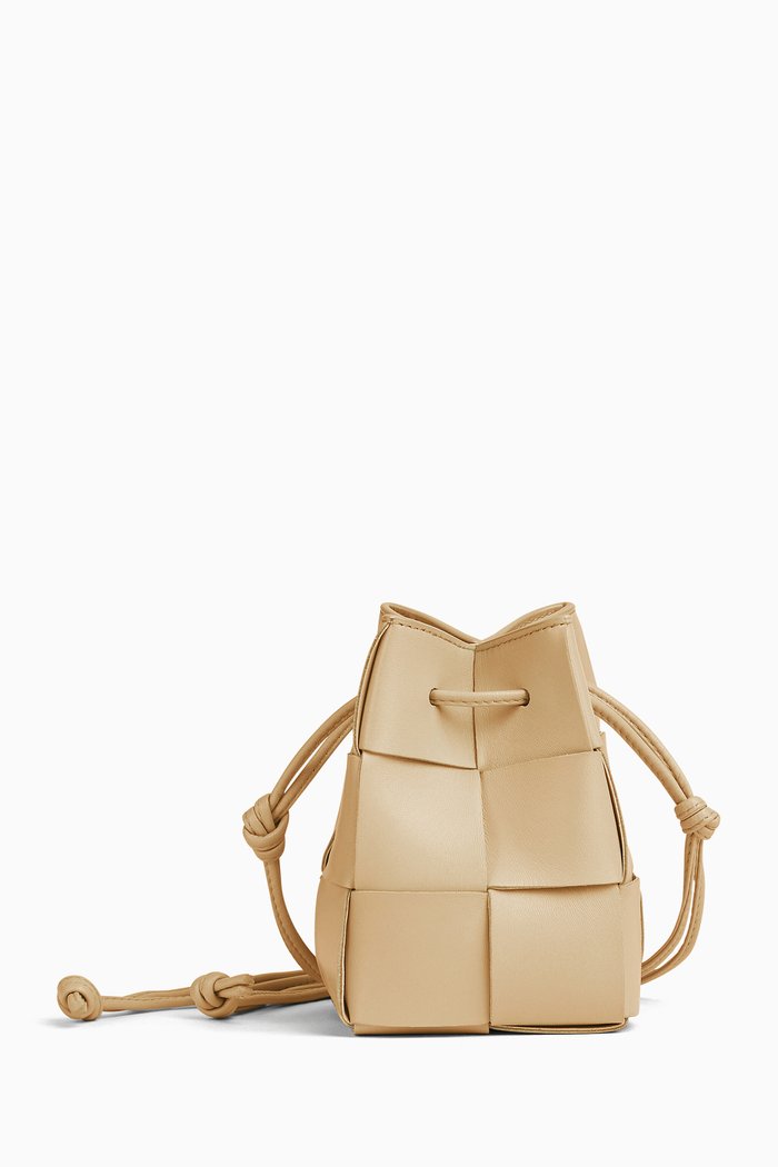 

Mini Cassette Bag in Intrecciato Leather, Neutral