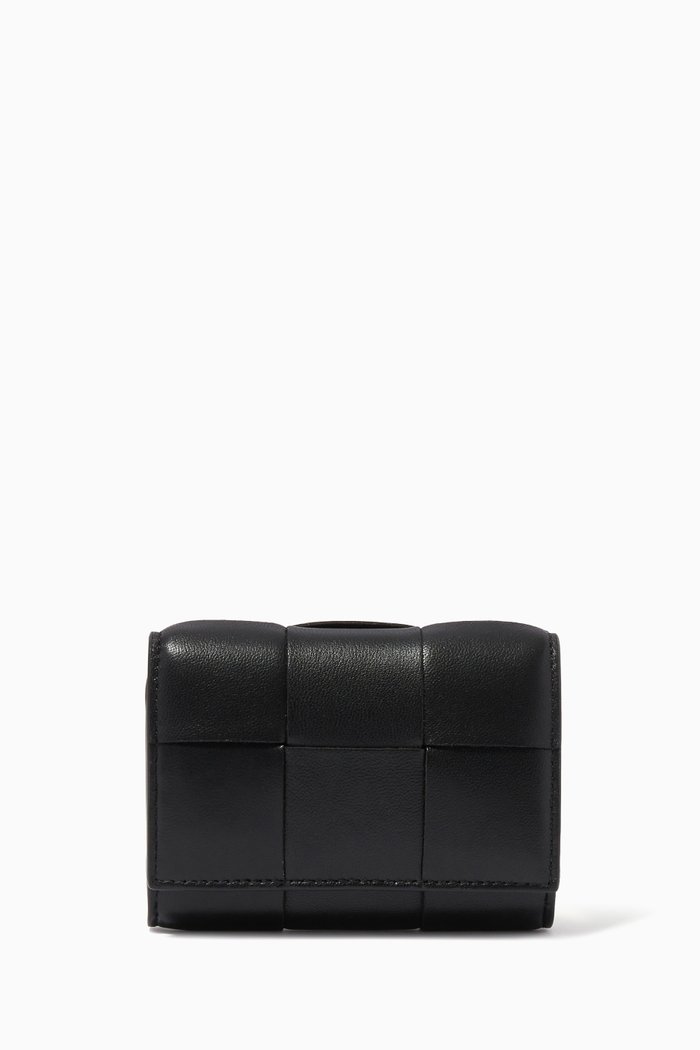 

Bi-fold Card Case in Intrecciato Nappa, Black