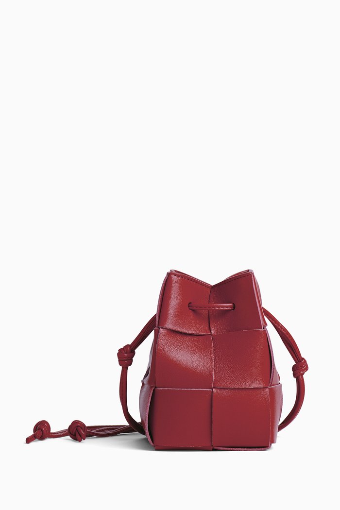 

Mini Cassette Bag in Intrecciato Leather, Red