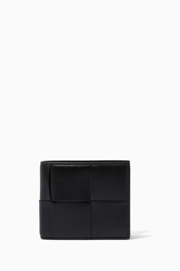 

Bi-fold Wallet in Intrecciato Urban Leather, Black