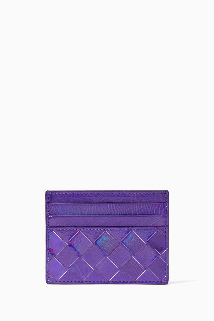 

Card Case in Intrecciato Leather, Purple