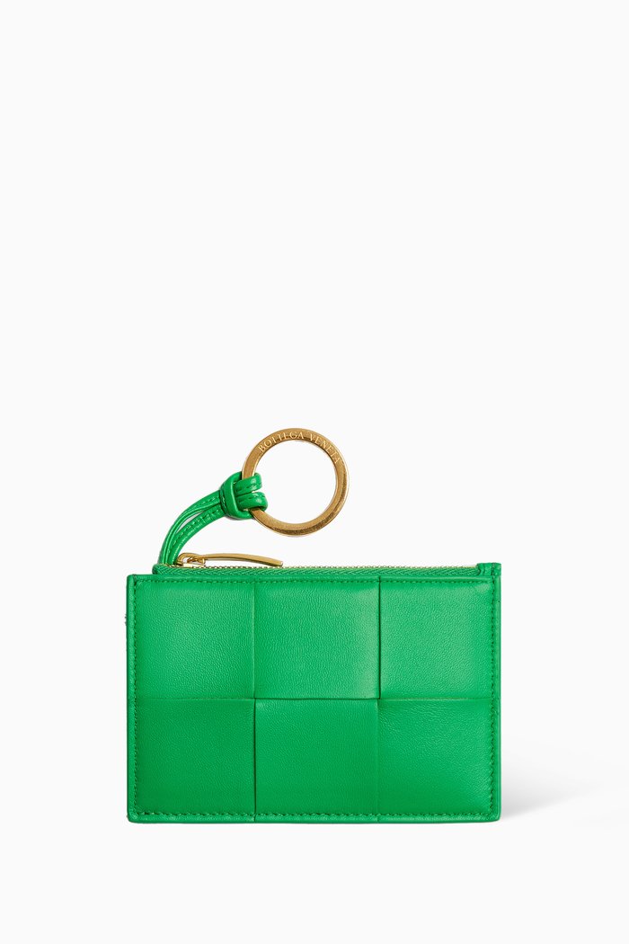 

Key Pouch in Intreccio 15 Nappa Leather, Green