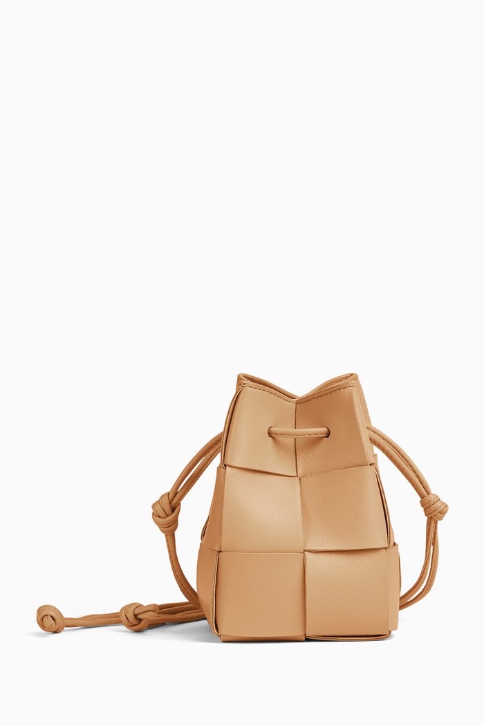

Mini Cassette Bag in Intrecciato Leather, Neutral