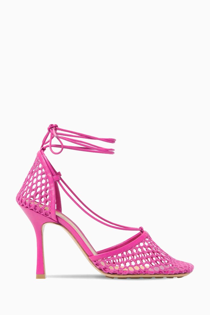 

Stretch Sandals in Mesh & Nappa, Pink