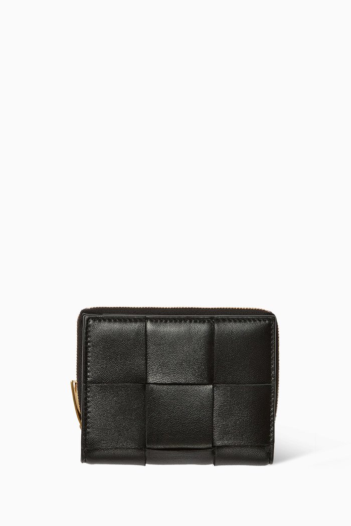 

Bi-fold Wallet in Intrecciato Nappa Leather, Black