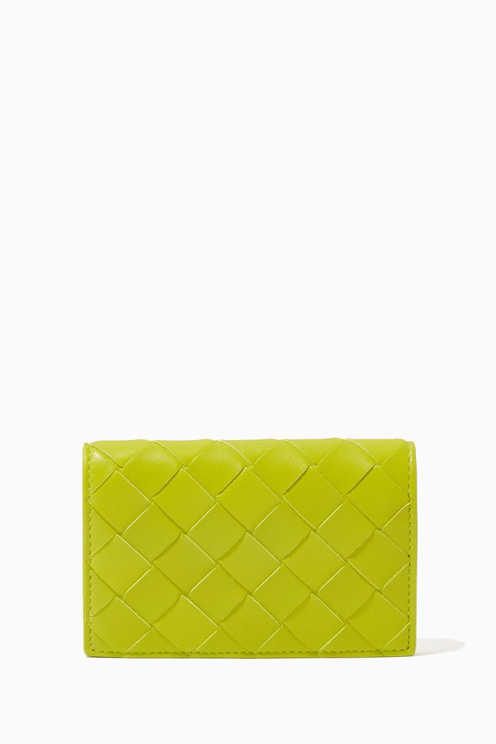 

Card Case in Intrecciato Leather, Green