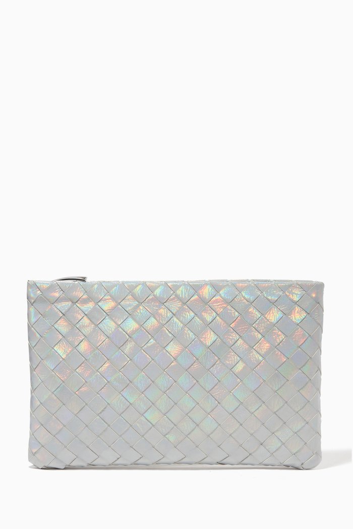 

Pouch in Intrecciato Crackle Leather, White