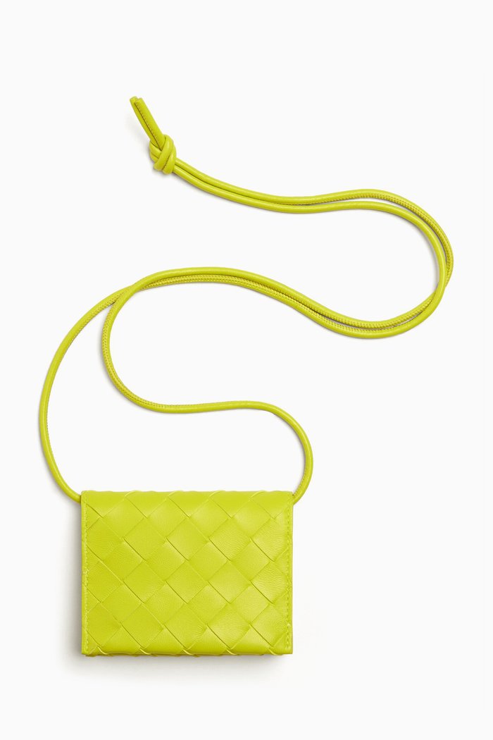 

Card Case on Strap in Intrecciato Nappa, Green