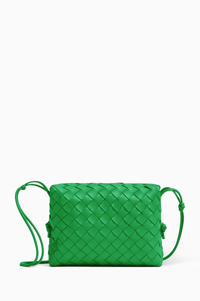 

Loop Small Crossbody Bag in Laminated Intrecciato Nappa, Green