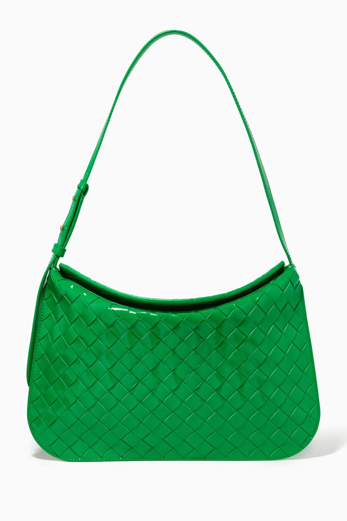 

Flap Bag in Intrecciato Nappa, Green