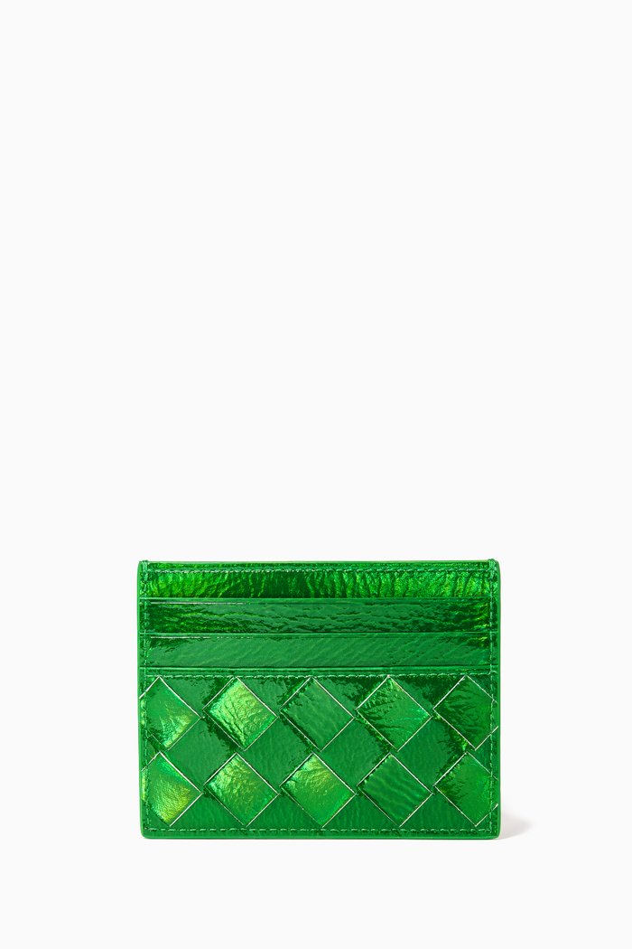 

Card Case in Intrecciato Leather, Green