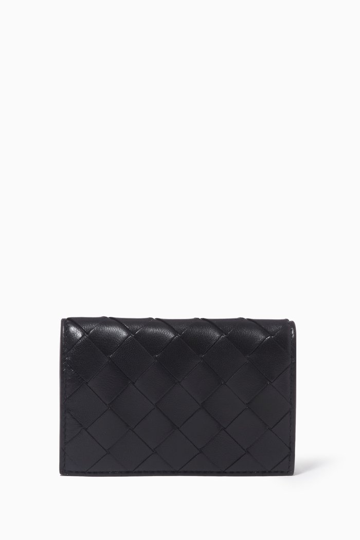 

Card Case in Intrecciato Leather, Black