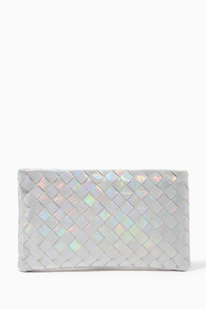 

Small Pouch in Glazed Intrecciato Leather, White