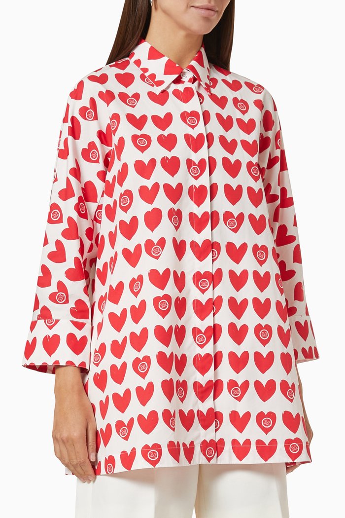 

Calamo Heart Print Shirt in Cotton, Multicolour