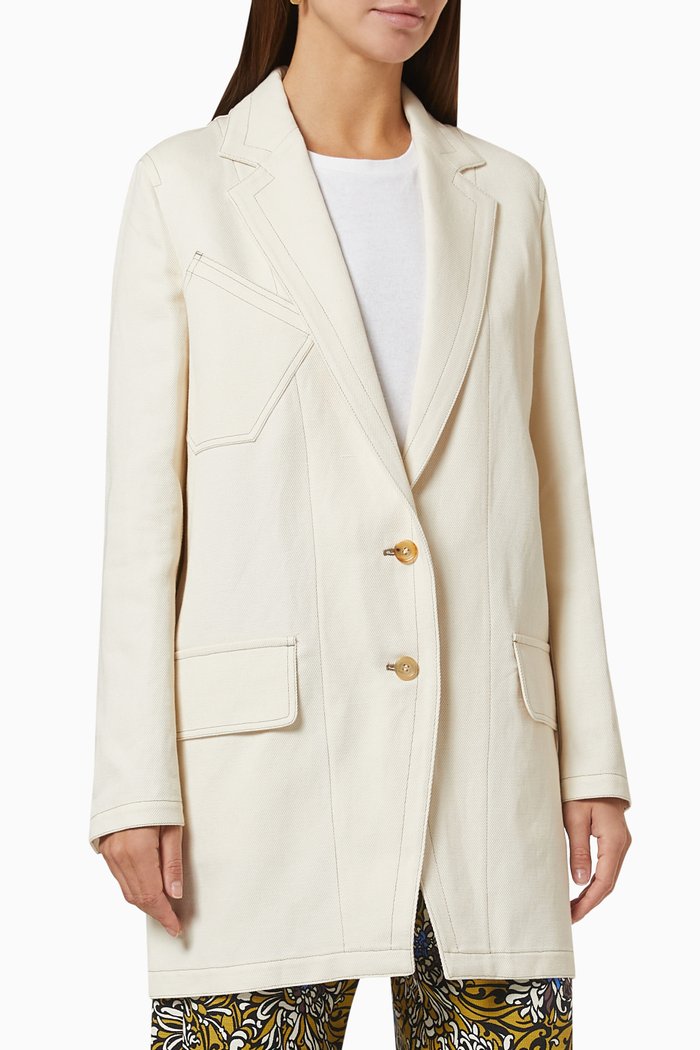 

Tenda Straight Cut Jacket in Cotton, Neutral